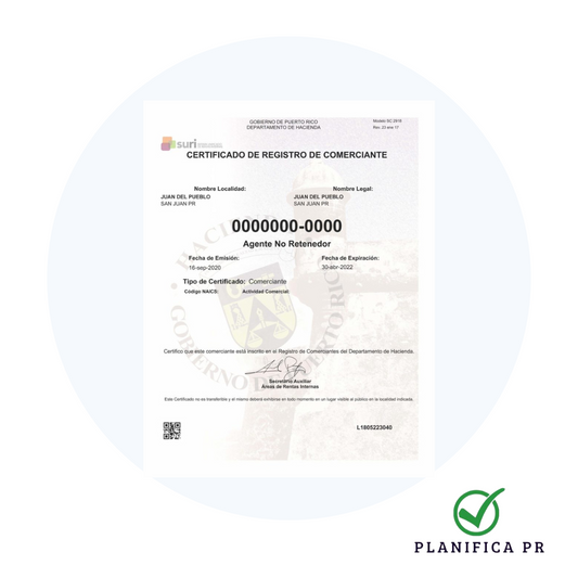 Certificado Registro de Comerciante